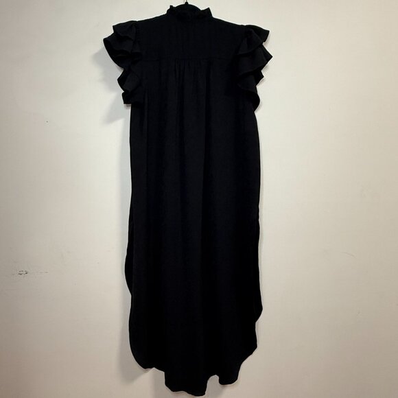 NWT Entro Black Ruffle Sleeve Pleated Tunic Top Women's Size Medium - Picture 2 of 10